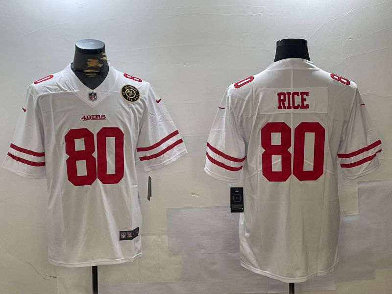 Men San Francisco 49ers #80 Rice White Second generations 2024 Nike Limited NFL Jersey style 3->->